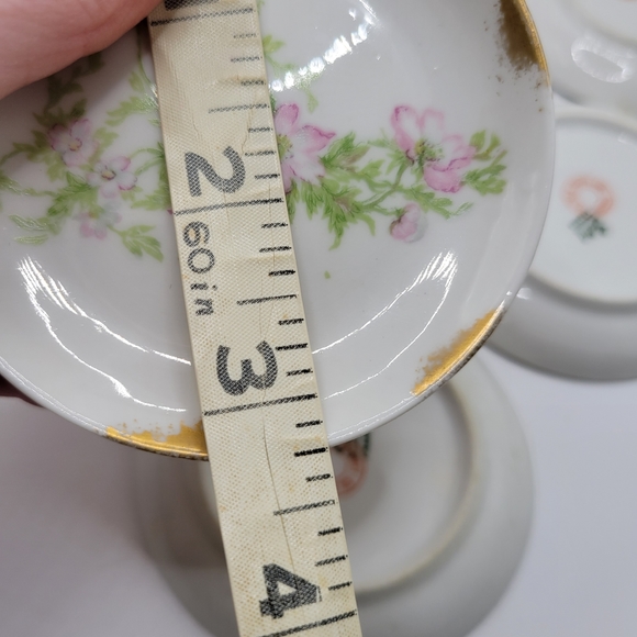 8 VTG Limoges France Porcelain Butter Pats | Pink Flowers, Gold Trim | 1900-1941 - Picture 9 of 11